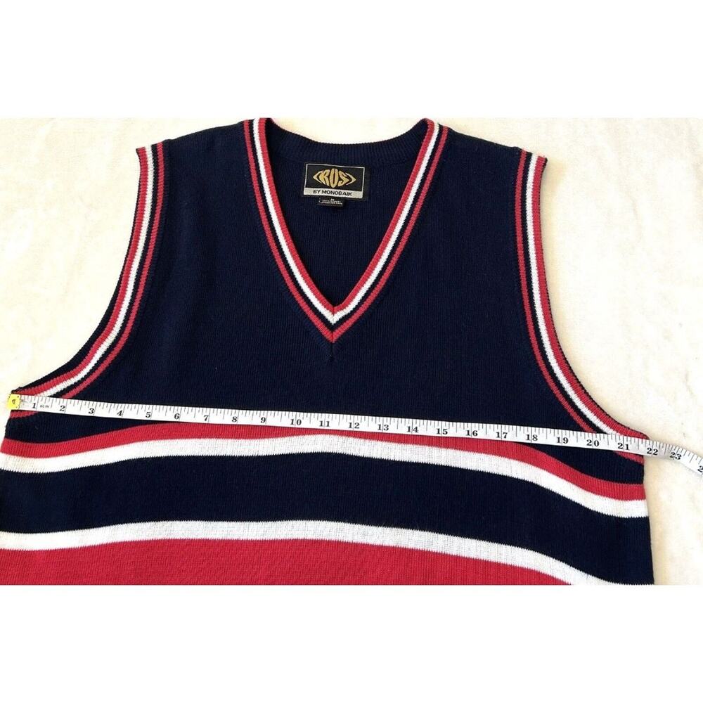 Trust Relax Knit V-Neck Striped Vest Sz M Red/White/Blue Nautical Preppy VTG - Picture 3 of 7